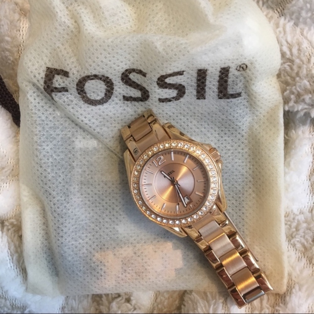 Fossil Rose Gold Riley Mini Crystallized Watch